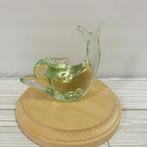 Art Glass Yellow Green Glass Dolphin Figure